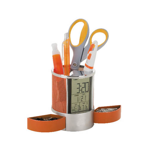 Pen Holder with digital clock