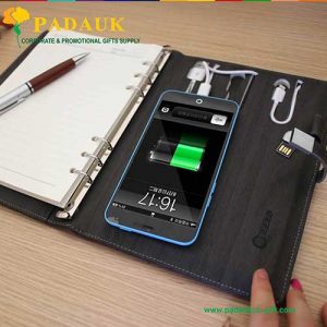 Leather Notebook with power Bank