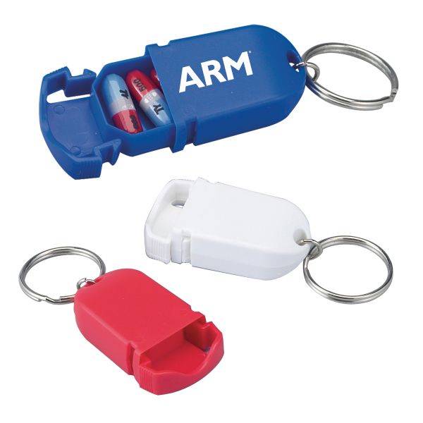 Capsule Shaped Pill Box Key Chain